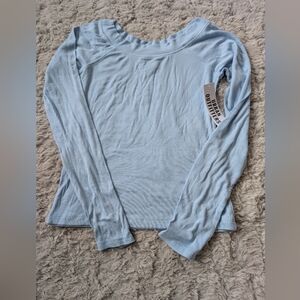 Urban Outfitters Light Blue Women's Top Boat Neck Size Large